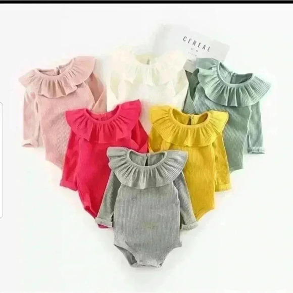 COTTON,RUFFLE COLLAR RIB BODYSUIT - Picture 5 of 7